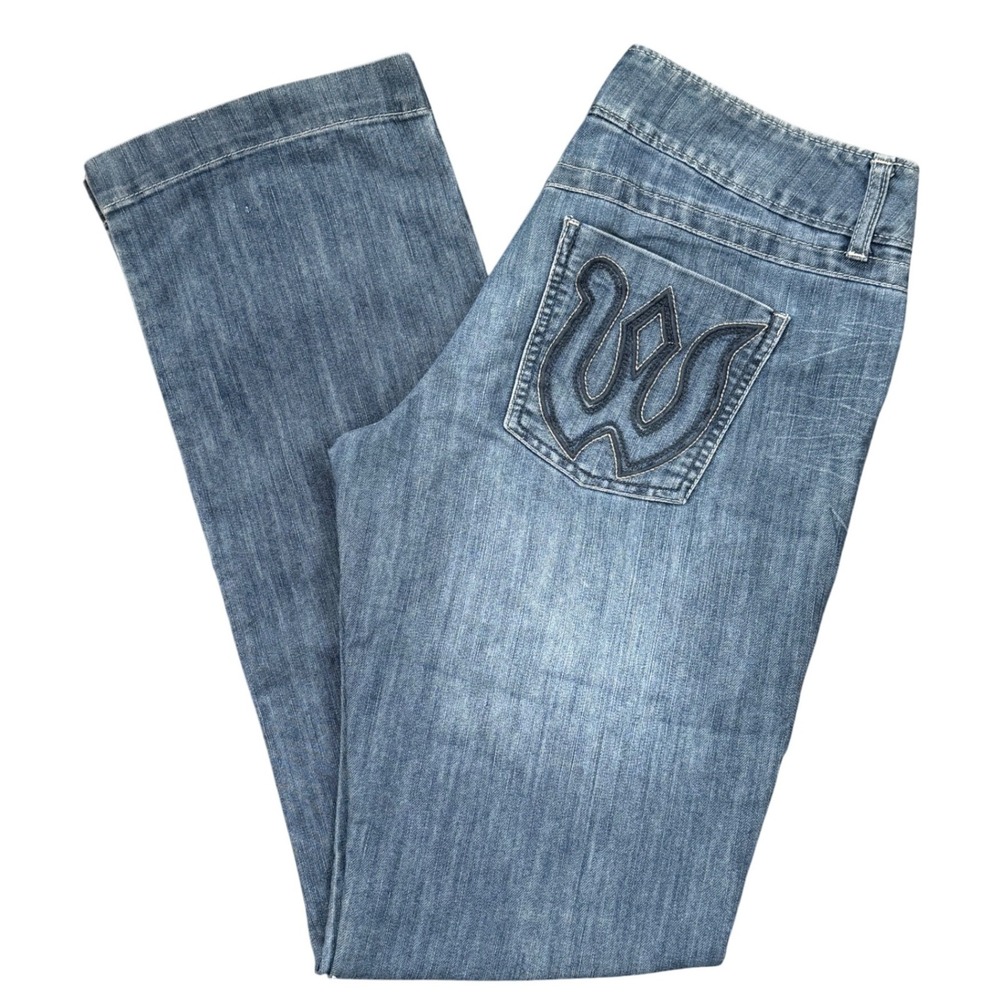 J1 Y2K‎ VTG Wrangler Premium Patch Western Jeans Denim Embellished 30x34